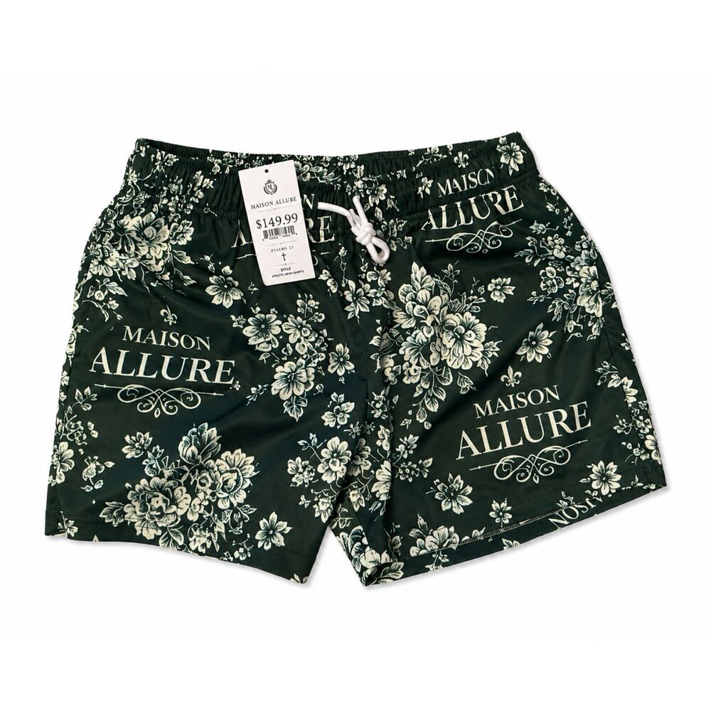 Maison Allure Men’s Floral Shorts Green & White – Size Medium